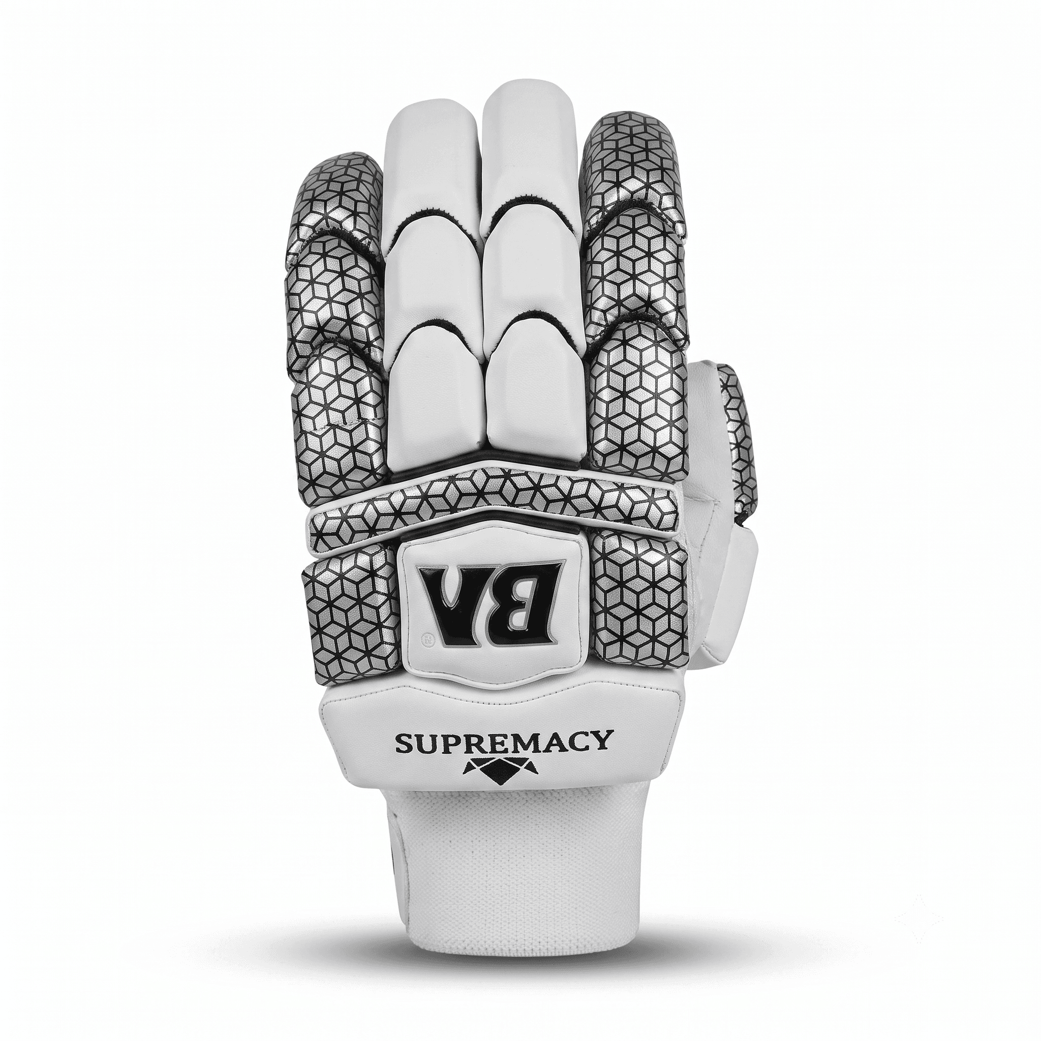 BA Hexa Pro Batting Gloves (White & Silver Honeycomb) - Image 1
