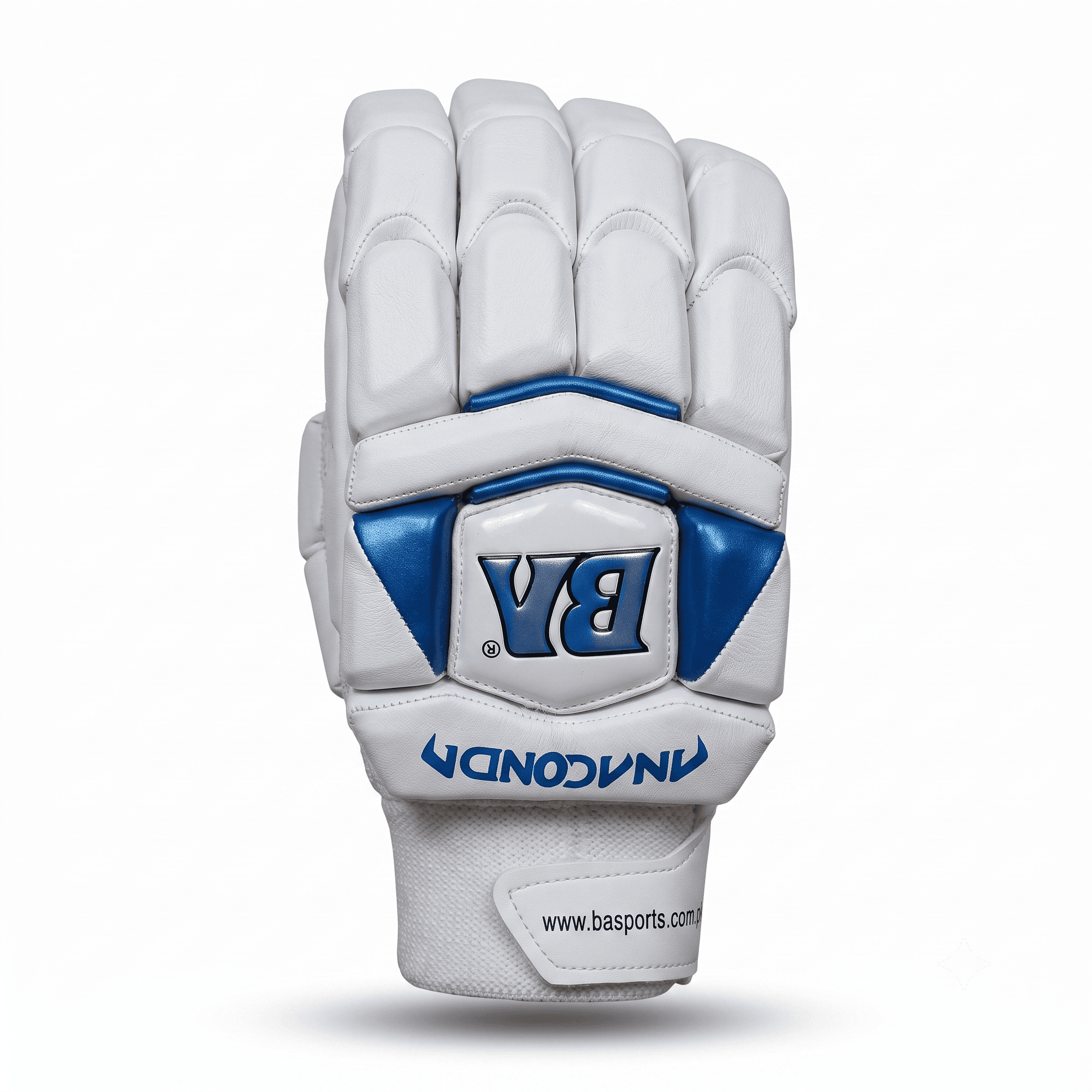 BA Anaconda Batting Gloves (White & Blue) - Image 1